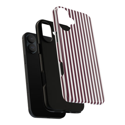 Tough Premium Burgundy Stripes Phone Case Gift for Her - For Apple iPhone 16 Pro Max 16e iPhone 15 Pro iPhone Iphone 14 Plus 13 Pro 12 SE XR - Studio40ParkLane