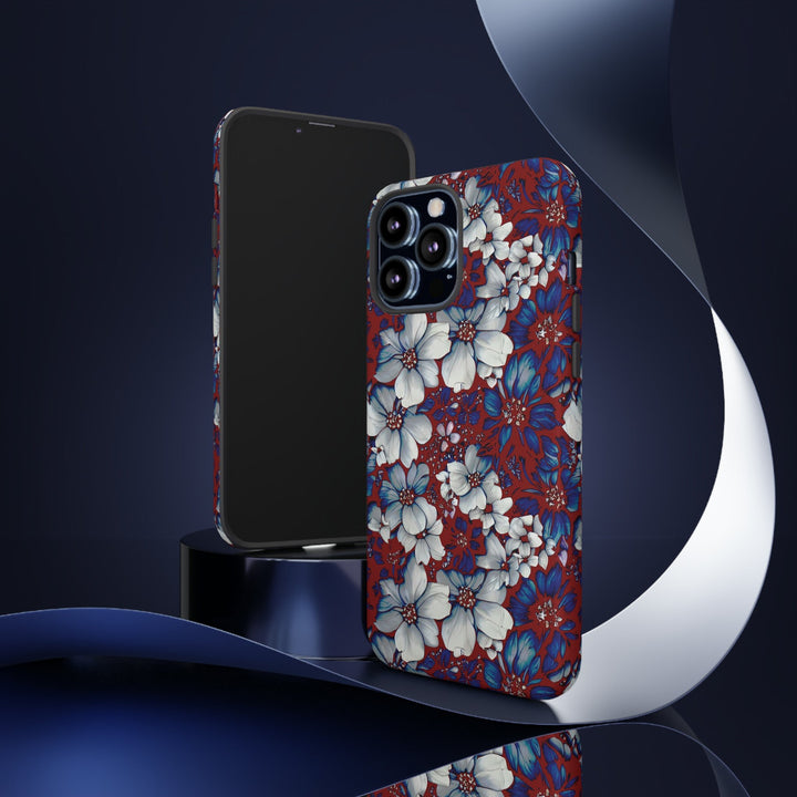 Cute IPhone Case | Red Blue Flowers, iPhone 15 Case | iPhone 15 Pro Case, Iphone 14 Case, Iphone 14 Pro Max Case, Protective Iphone Case - Studio40ParkLane