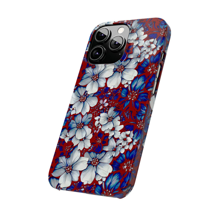 Slim Cute Phone Cases for Iphone - | iPhone 15 Case | iPhone 15 Pro Max Case, Iphone 14 Case, Iphone 14 Pro Max, Iphone 13, Red Blue Flowers - Studio40ParkLane