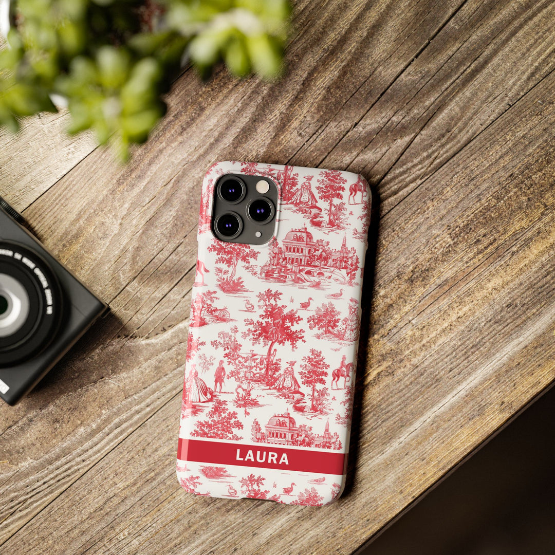 Slim French Toile Personalized Initial Custom Gift for Her Cute Phone Cases for Iphone 16 Pro Max | iPhone 15 Case | iPhone 15 Pro Max Case, Iphone 14, 13, 12, 11, 10, 8, 7 - Studio40ParkLane