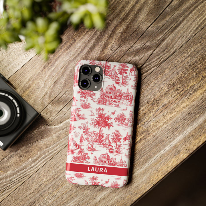 Slim French Toile Personalized Initial Custom Gift for Her Cute Phone Cases for Iphone 16 Pro Max | iPhone 15 Case | iPhone 15 Pro Max Case, Iphone 14, 13, 12, 11, 10, 8, 7 - Studio40ParkLane