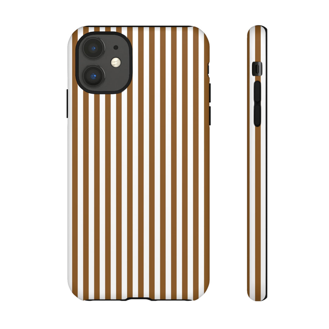 Tough Premium Mocca Brown Stripes Phone Case Gift for Her - For Apple iPhone 16 Pro Max 16e iPhone 15 Pro iPhone Iphone 14 Plus 13 Pro 12 SE XR - Studio40ParkLane