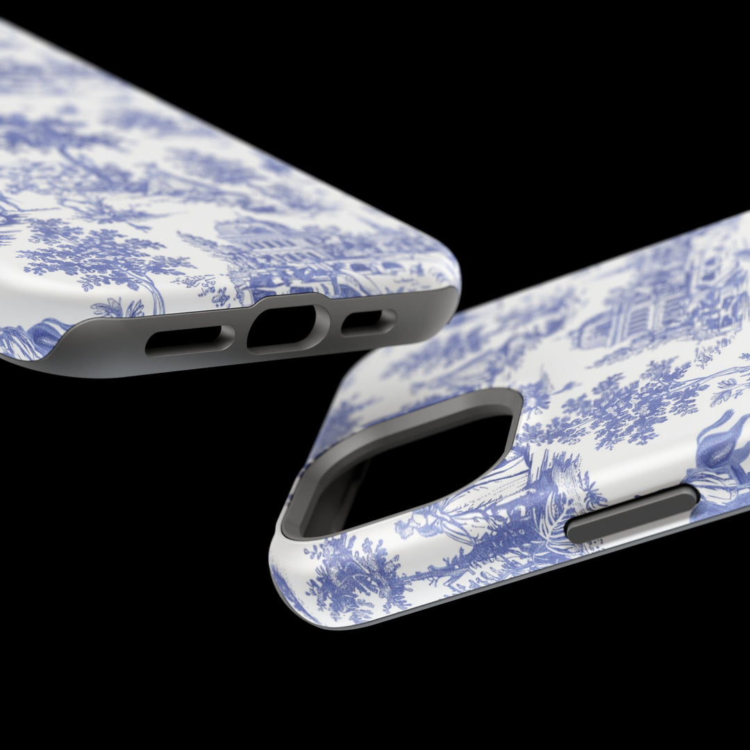 Blue Toile Magnetic Impact-Resistant Cute Phone Case for Iphone 16, iPhone 15 Pro Max Plus 14, 13, 12, 11 Gift for her - Studio40ParkLane