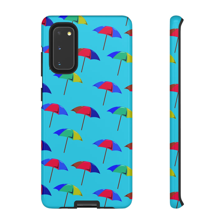 Cute Samsung Phone Case | Aesthetic Samsung Phone Case | Galaxy S23, S22, S21, S20 | Colorful Beach Parasols Blue, Protective Phone Case - Studio40ParkLane