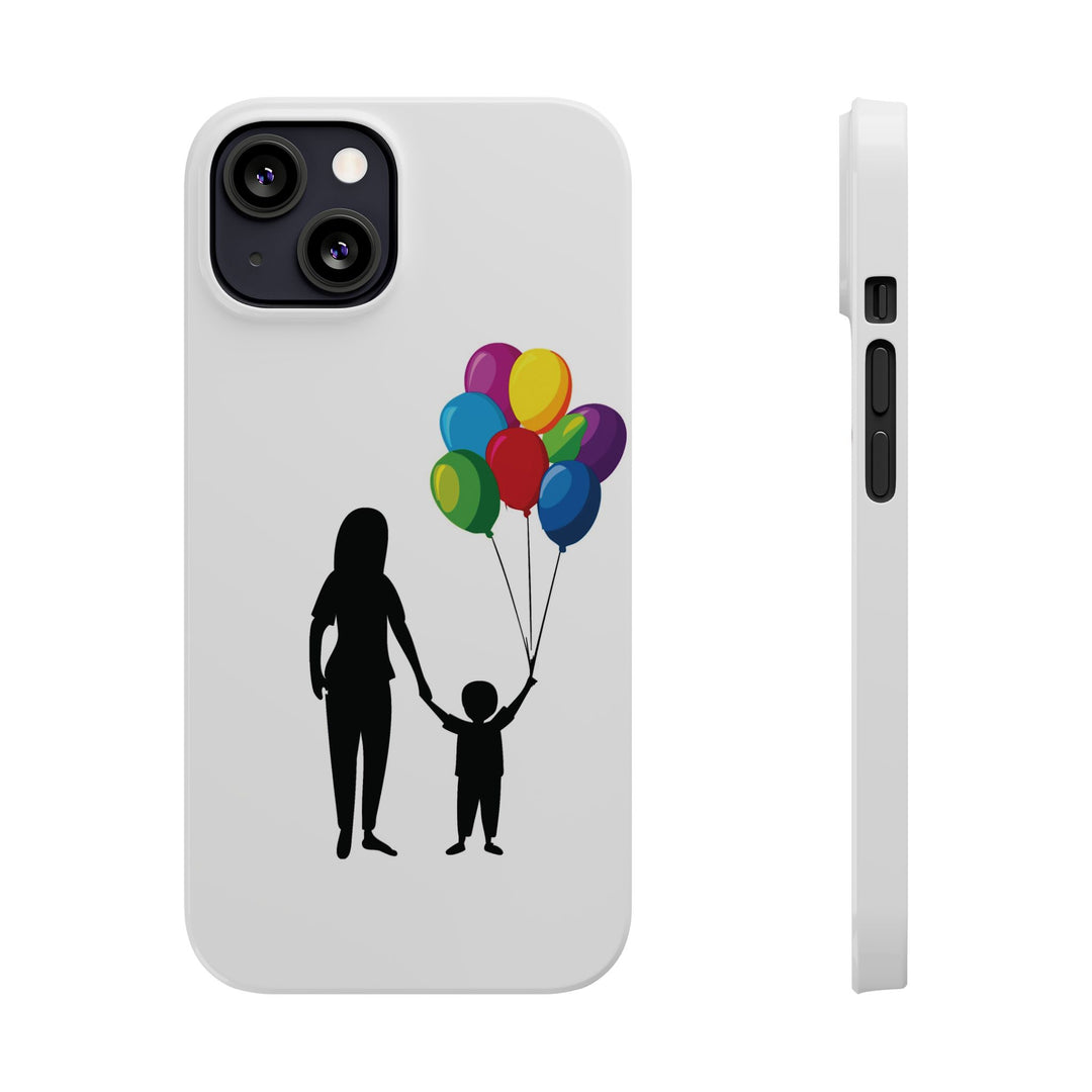 Slim Mother Child Balloons Gift for Her Cute Phone Cases for Iphone 16 Pro Max | iPhone 15 Case | iPhone 15 Pro Max Case, Iphone 14, 13, 12, 11, 10, 8, 7 - Studio40ParkLane