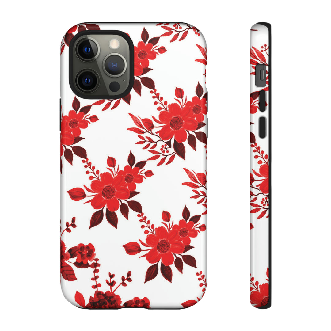 Cute IPhone Case | Red White Flowers, iPhone 15 Case | iPhone 15 Pro Case, Iphone 14 Case, Iphone 14 Pro Max Case, Protective Iphone Case - Studio40ParkLane