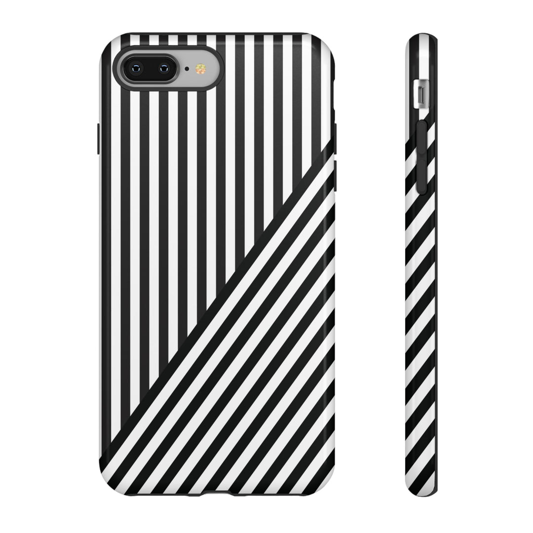 Aesthetic Tough Black White Stripes Phone Case - For iPhone 17 Pro Max iPhone 16 Pro iPhone 15 Iphone 14 Plus 13 Pro 12 11 10 XR - Studio40ParkLane