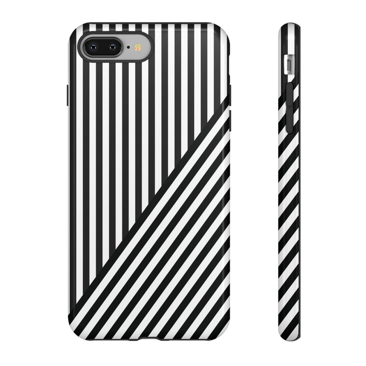Aesthetic Tough Black White Stripes Phone Case - For iPhone 17 Pro Max iPhone 16 Pro iPhone 15 Iphone 14 Plus 13 Pro 12 11 10 XR - Studio40ParkLane