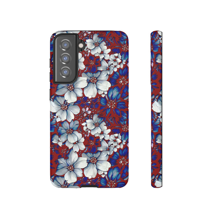 Cute Samsung Phone Case | Aesthetic Samsung Phone Case | Galaxy S23, S22, S21, S20 | Red Blue Flowers, Protective Phone Case - Studio40ParkLane