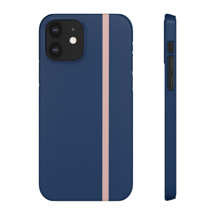 Sleek Navy Blue Pink Stripe Snap Phone Case for iPhone 18 17 16 15 14 13 Pro Max, Samsung Galaxy S26 S25 Ultra Lightweight Cute Phone Case - Studio40ParkLane
