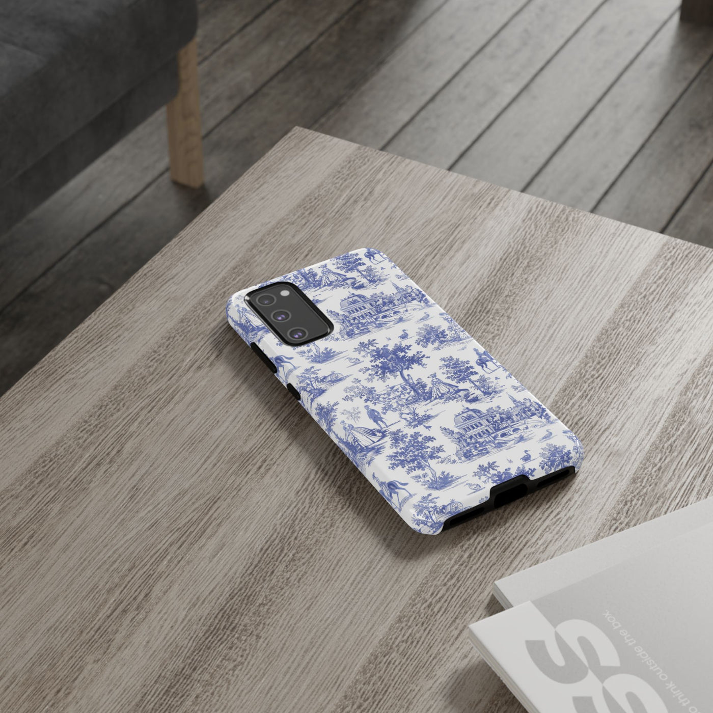 Premium Tough Blue French Toile Gift for Her Cute Phone Cases for Samsung and Iphone, 16, 15, 14, S24, S23, S22, S21, S20, Plus, Ultra, Pro