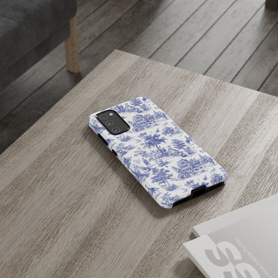 Premium Tough Blue French Toile Gift for Her Cute Phone Cases for Samsung and Iphone, 16, 15, 14, S24, S23, S22, S21, S20, Plus, Ultra, Pro