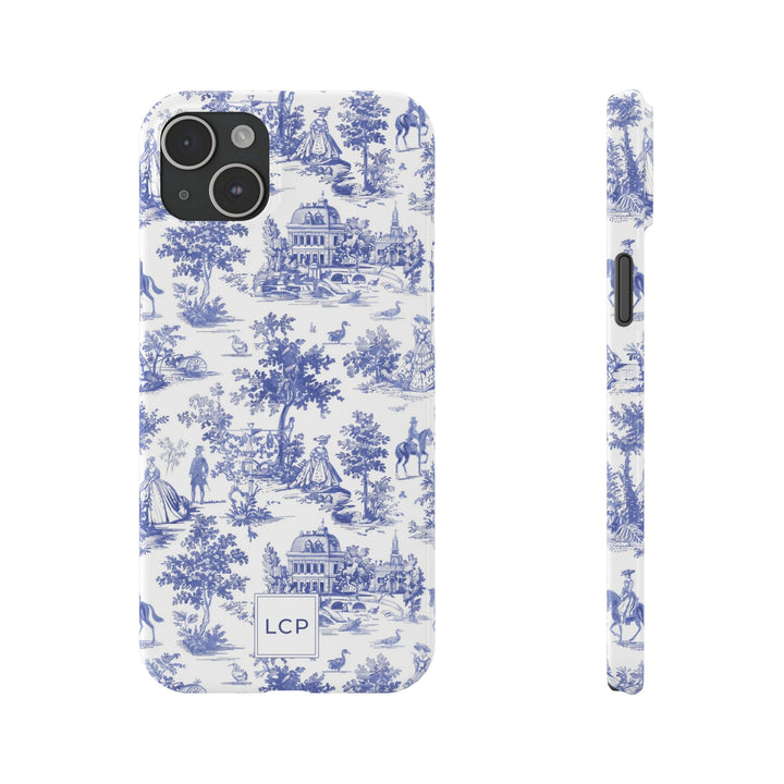 Slim Personalized Slim Blue Vintage French Toile Cute Phone Cases for Iphone 16 Pro Max | iPhone 15 Case | iPhone 15 Pro Max Case, Iphone 14, Iphone 14 Pro Max, Iphone 13 12 11 8 7 - Studio40ParkLane