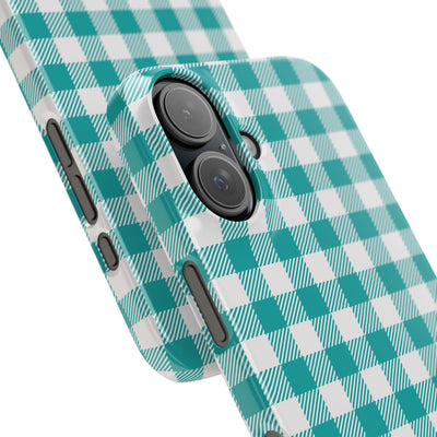 Slim Turquoise Gingham Gift for Her Cute Phone Cases for Iphone 16 Pro Max | iPhone 15 Case | iPhone 15 Pro Max Case, Iphone 14, 13, 12, 11, 10, 8, 7