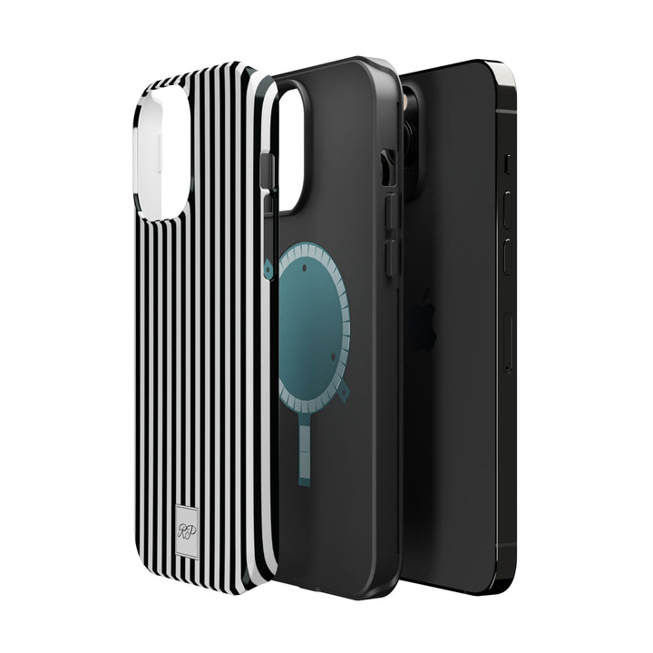 Custom Personalized Black White Striped Magsafe Phone Case for Iphone 17 - | iPhone 16 Pro Max Case | iPhone 15 Case Iphone 14 13 12 11 10 - Studio40ParkLane