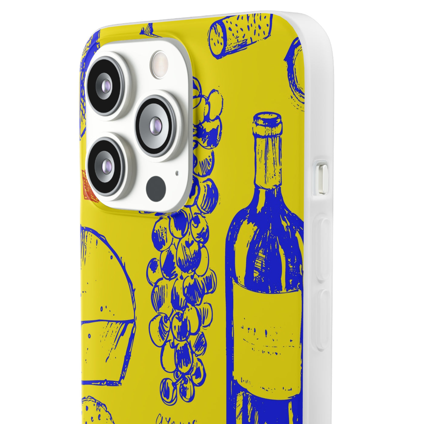 Cute Flexi Phone Cases, French Food Wine Yellow Blue, Compatible with Samsung Galaxy S23, Samsung S22, Samsung S21, Samsung S20, Galaxy S20 Ultra