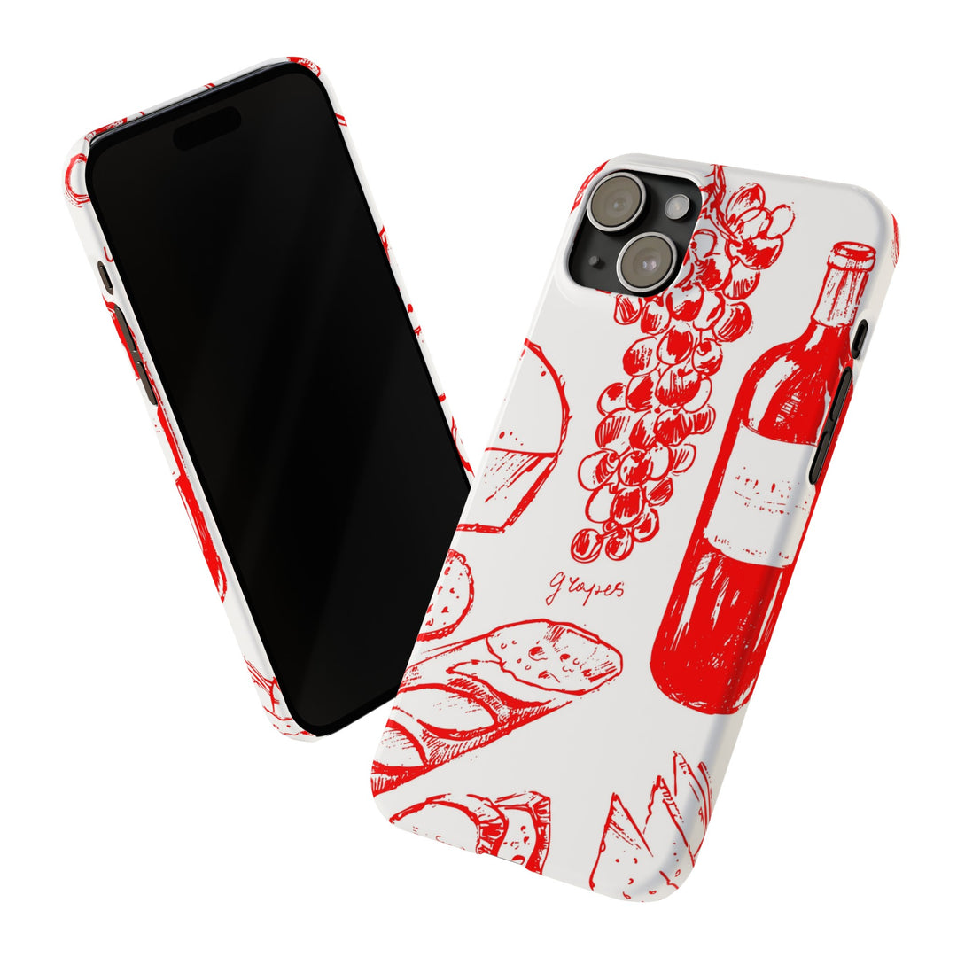 Slim Cute Phone Cases for Iphone | iPhone 15 Case | iPhone 15 Pro Max Case, Iphone 14, Iphone 14 Pro Max, Iphone 13, French Food Wine Red - Studio40ParkLane