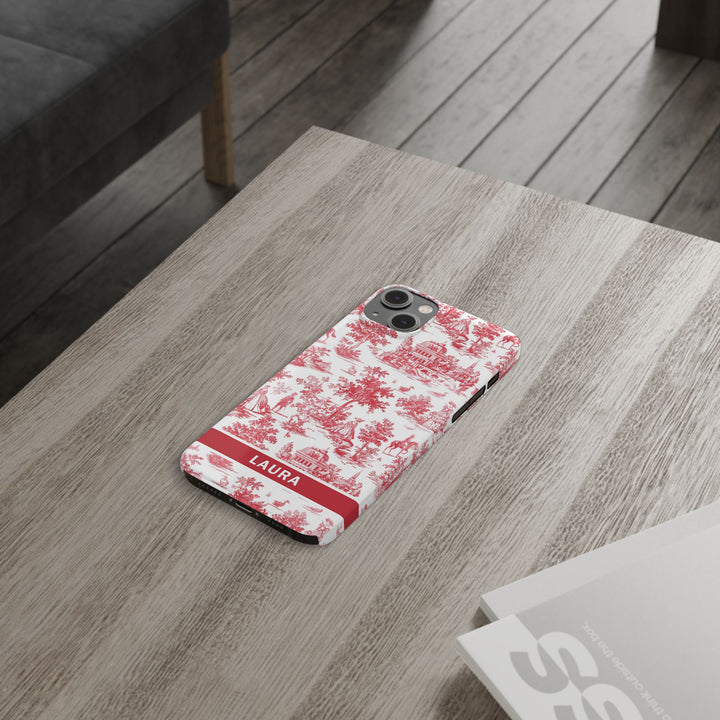 Slim French Toile Personalized Initial Custom Gift for Her Cute Phone Cases for Iphone 16 Pro Max | iPhone 15 Case | iPhone 15 Pro Max Case, Iphone 14, 13, 12, 11, 10, 8, 7 - Studio40ParkLane