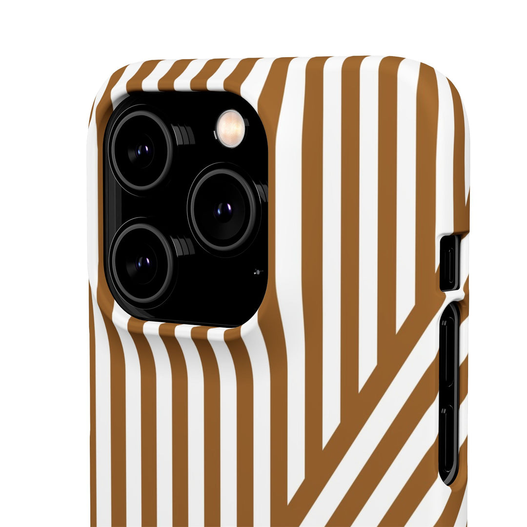 Aesthetic Mocha Brown Stripes Cute Phone Case Sleek Snap - For iPhone 17 Pro Max iPhone 16 Pro iPhone 15 Iphone 14 Plus 13 Pro 12 11 10 Gift - Studio40ParkLane