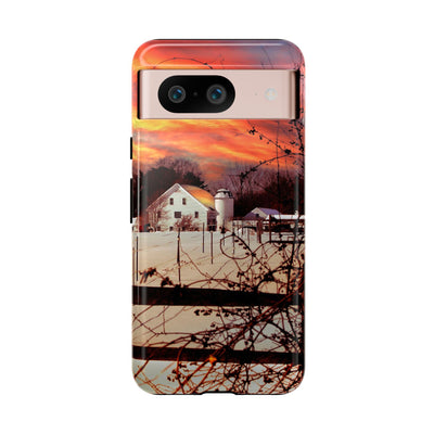 Impact Resistant, Winter Sunset Cute Phone Cases for Samsung S24, S23, S22, S21, IPhone 15 pro Iphone 14 pro Iphone 13 IPhone 12 Iphone 11