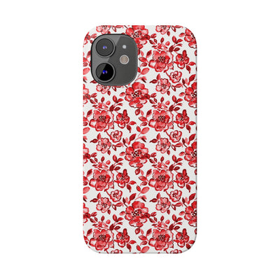 Slim Red Chinoiserie Gift for Her Cute Phone Cases for Iphone 16 Pro Max | iPhone 15 Case | iPhone 15 Pro Max Case, Iphone 14, Iphone 14 Pro Max, Iphone 13 12 11 8 7