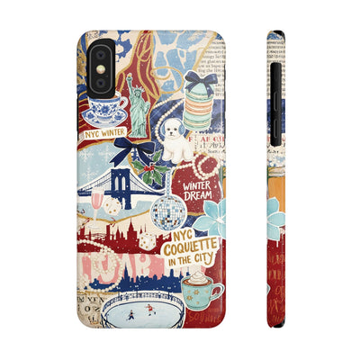 Slim New York Winter Coquette Collage Cute Phone Case for Iphone 16 - | iPhone 15 Pro Max Case | iPhone 14 Case Iphone 13 12 11 10 9 8 7 X - Studio40ParkLane