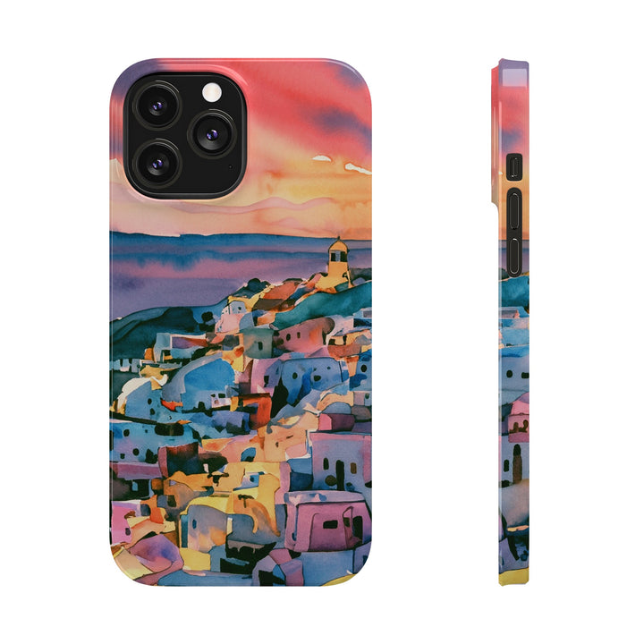 Slim Cute Phone Cases for Iphone | iPhone 15 Case | iPhone 15 Pro Max Case, Iphone 14, Iphone 14 Pro Max, Iphone 13, Colorful Greek House Watercolor - Studio40ParkLane