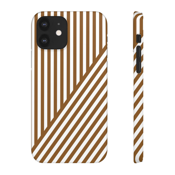 Aesthetic Mocha Brown Stripes Cute Phone Case Sleek Snap - For iPhone 17 Pro Max iPhone 16 Pro iPhone 15 Iphone 14 Plus 13 Pro 12 11 10 Gift - Studio40ParkLane