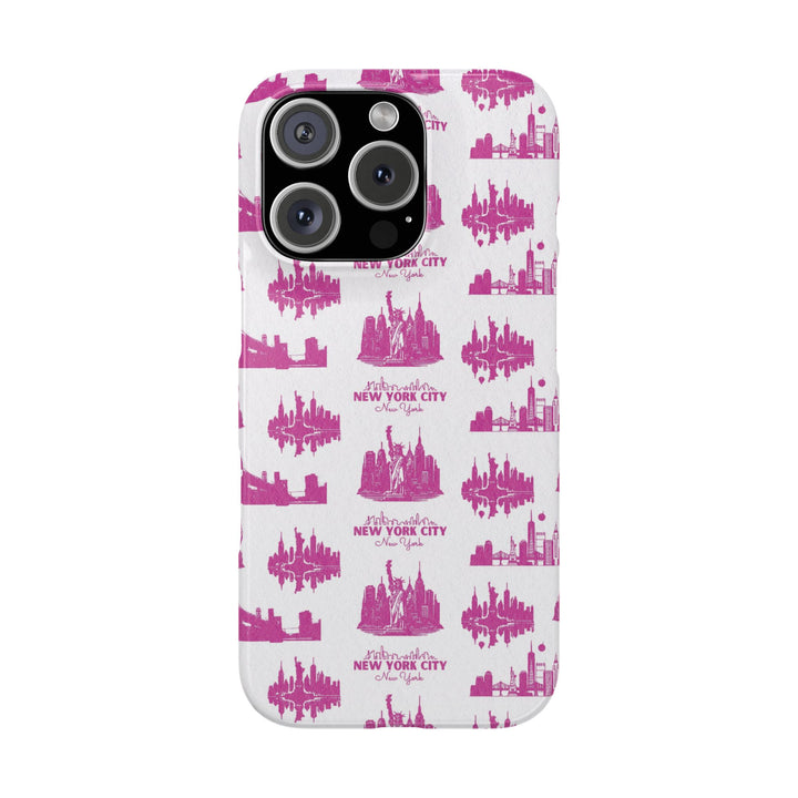 Slim New York Skyline Pink Collage Coquette Gift for Her Cute Phone Cases for Iphone 16 Pro Max | iPhone 15 Case | iPhone 15 Pro Max Case, Iphone 14, Iphone 14 Pro Max, Iphone 13 12 11 8 7 - Studio40ParkLane
