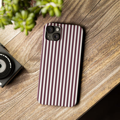 Slim Burgundy Wine Striped Cute Phone Case for Iphone 16 - | iPhone 15 Pro Max Case | iPhone 14 Case Iphone 13 12 11 10 9 8 7 Gift for Her - Studio40ParkLane