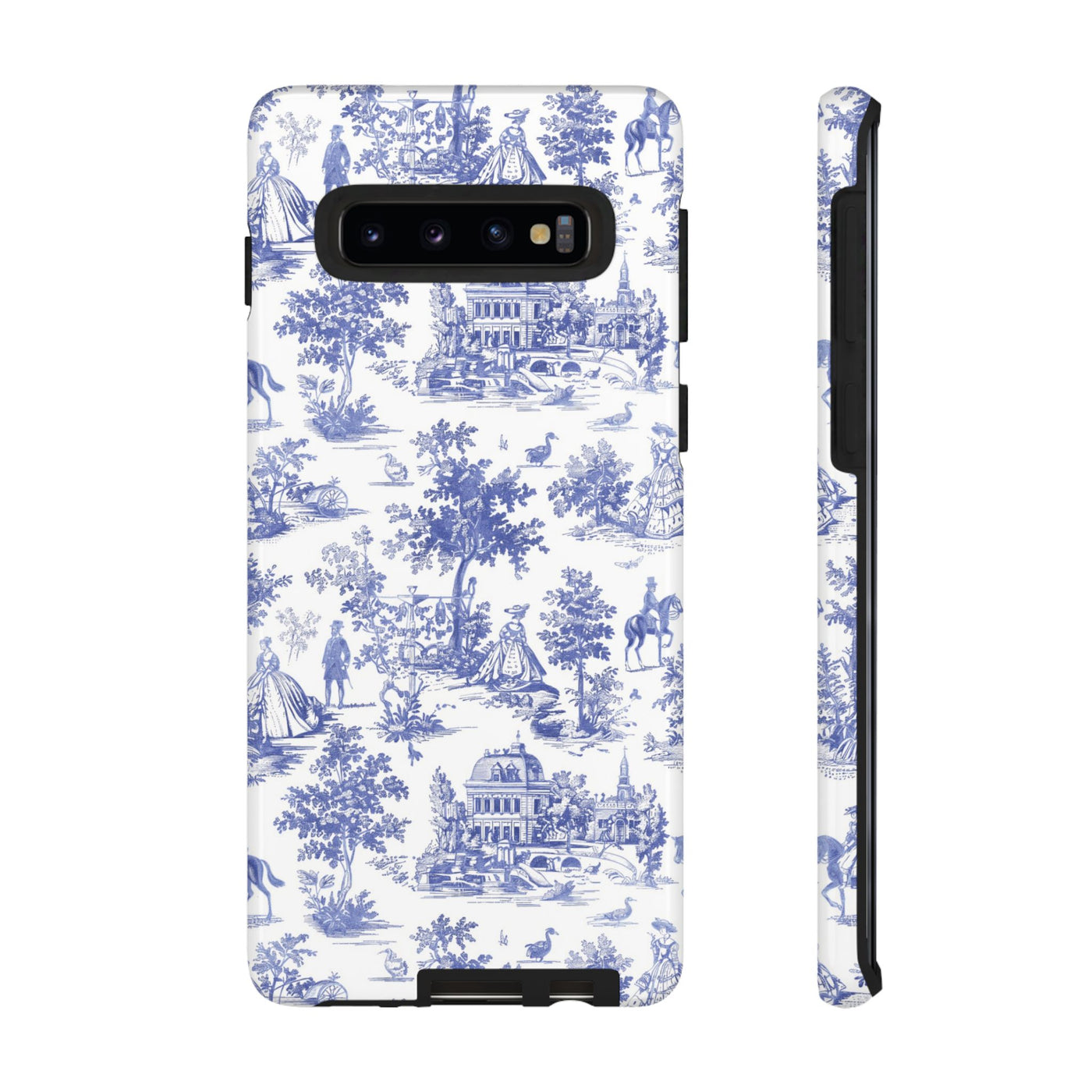 Premium Tough Blue French Toile Gift for Her Cute Phone Cases for Samsung and Iphone, 16, 15, 14, S24, S23, S22, S21, S20, Plus, Ultra, Pro