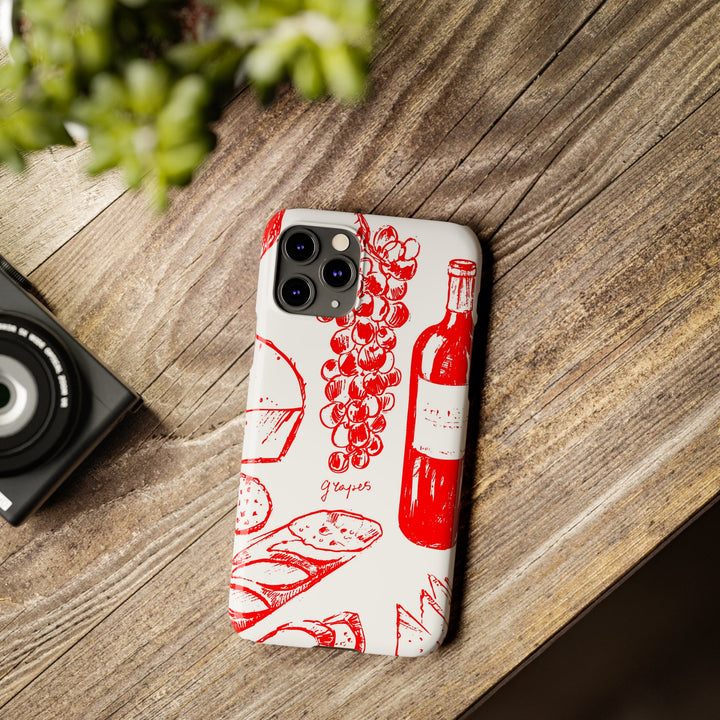 Slim Cute Phone Cases for Iphone | iPhone 15 Case | iPhone 15 Pro Max Case, Iphone 14, Iphone 14 Pro Max, Iphone 13, French Food Wine Red - Studio40ParkLane