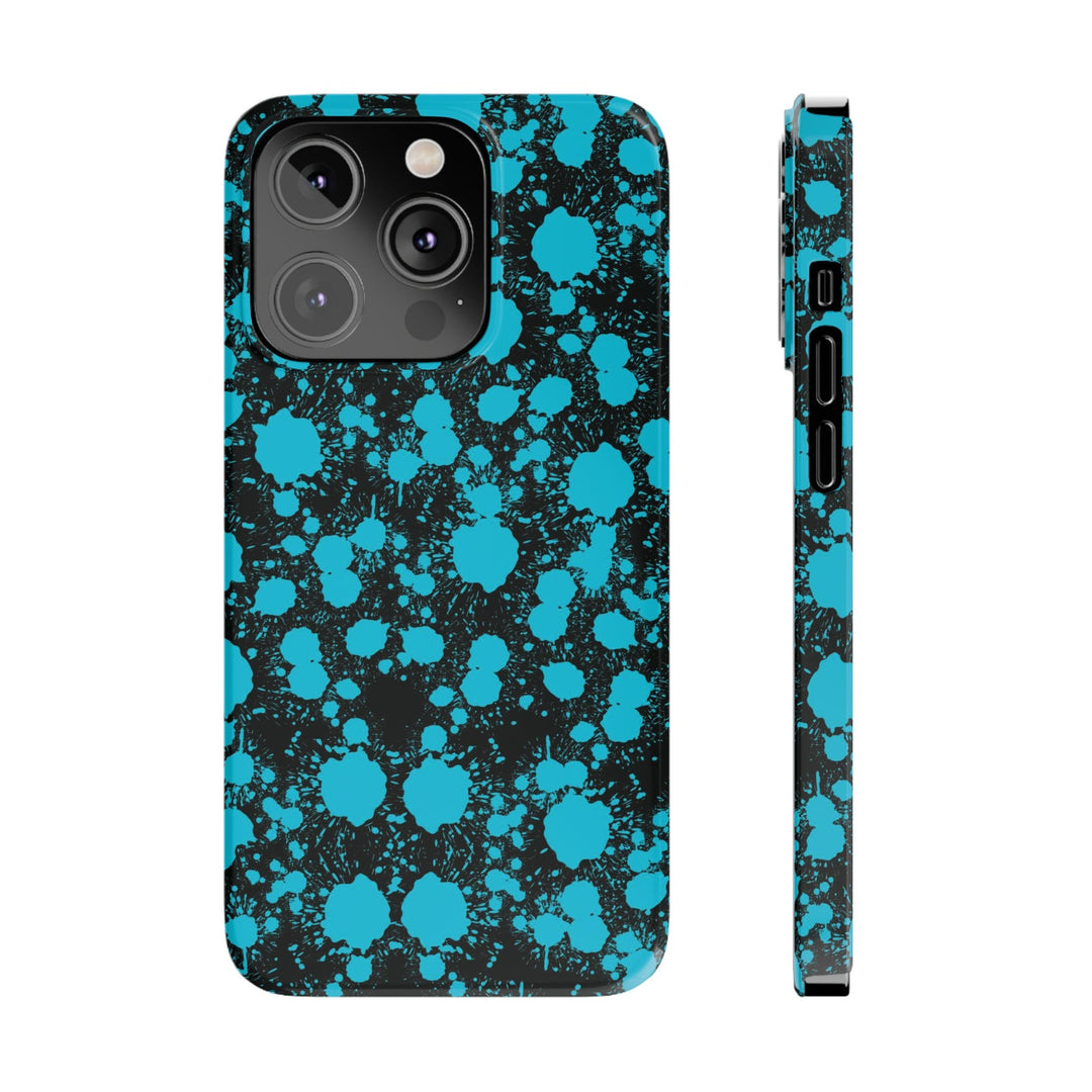 Slim Cute Phone Cases for Iphone - | iPhone 15 Case | iPhone 15 Pro Max Case, Iphone 14 Case, Iphone 14 Pro Max, Iphone 13, Blue Paint Blots Splash - Studio40ParkLane