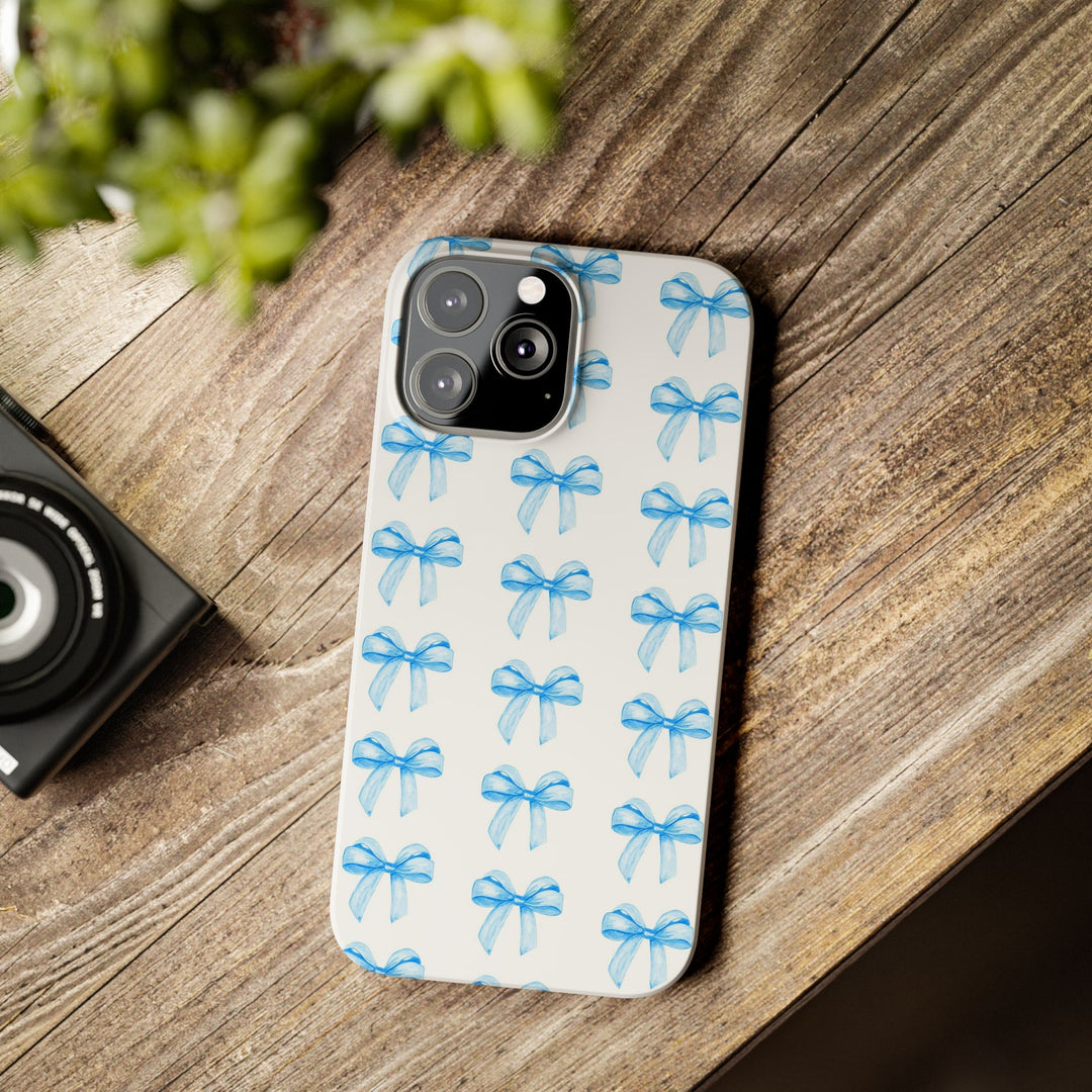 Slim Blue Bows Cute Phone Cases for Iphone 16 Pro Max | iPhone 15 Case | iPhone 15 Pro Max Case, Iphone 14, Iphone 14 Pro Max, Iphone 13 12 11 8 7 - Studio40ParkLane