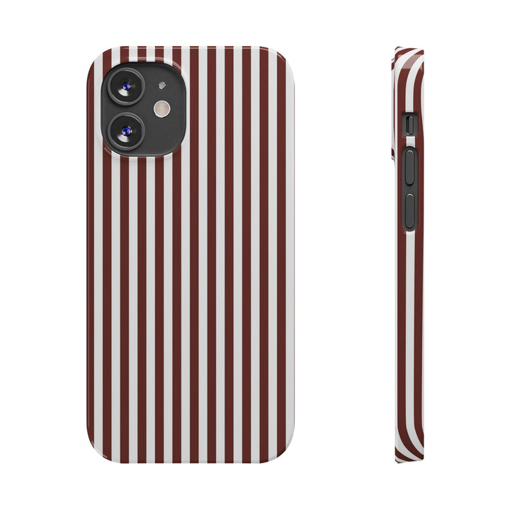Slim Chocolate Brown Striped Cute Phone Case for Iphone 16 - | iPhone 15 Pro Max Case | iPhone 14 Case Iphone 13 12 11 10 9 8 7 Gift for Her - Studio40ParkLane