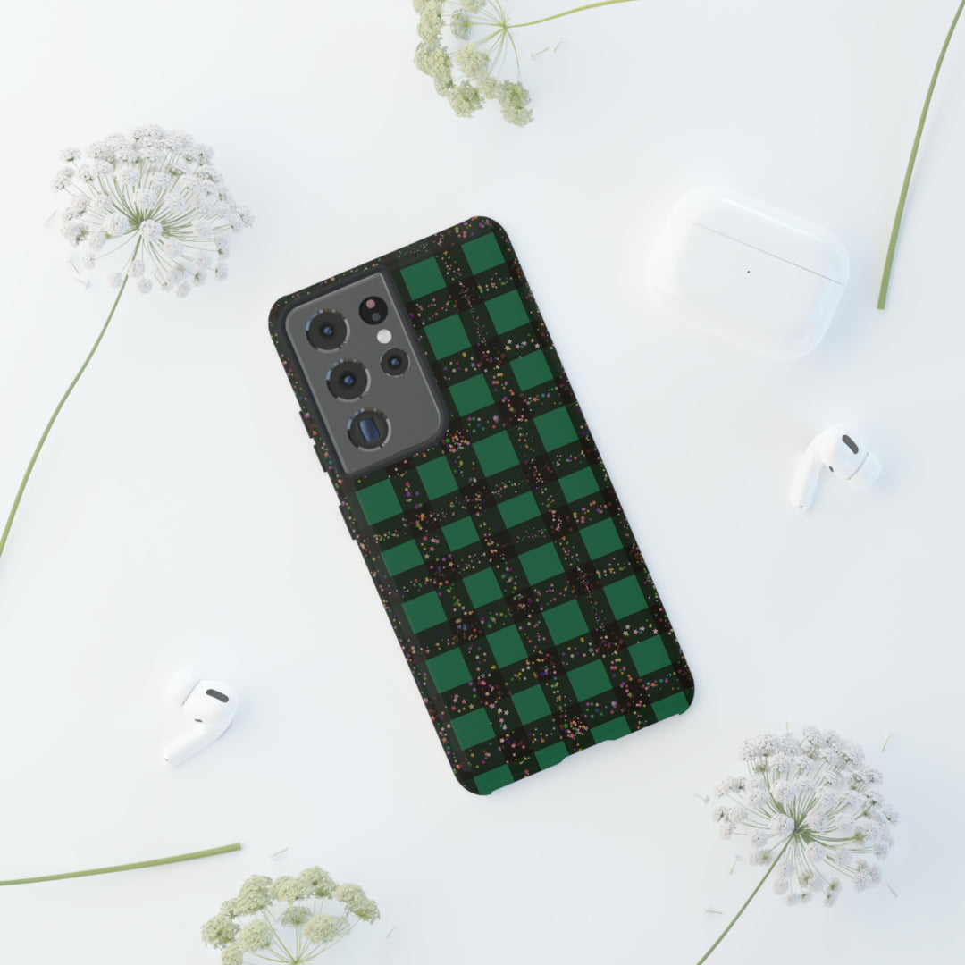 Cute Samsung Phone Cases, Designer Samsung Galaxy S23 Phone Case, Samsung S22 Case, Samsung S21 Case, Samsung S20 Case, Green Festive Plaid - Studio40ParkLane