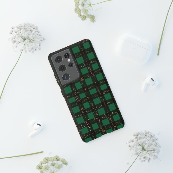 Cute Samsung Phone Cases, Designer Samsung Galaxy S23 Phone Case, Samsung S22 Case, Samsung S21 Case, Samsung S20 Case, Green Festive Plaid - Studio40ParkLane