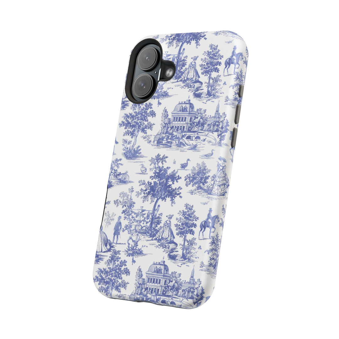 Blue Toile Magnetic Impact-Resistant Cute Phone Case for Iphone 16, iPhone 15 Pro Max Plus 14, 13, 12, 11 Gift for her - Studio40ParkLane