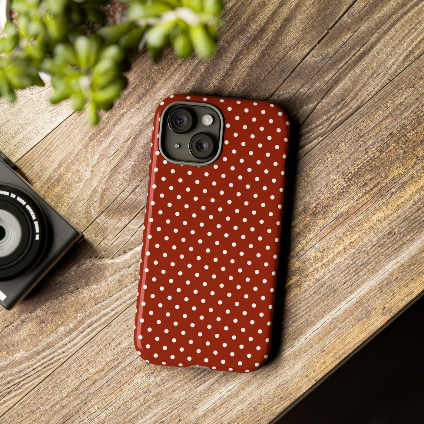 Aesthetic Tough Clay Red Polka Dots Premium Phone Case - For iPhone 17 Pro Max iPhone 16 Pro iPhone 15 Iphone 14 Plus 13 Pro 12 11 10 XR XS - Studio40ParkLane