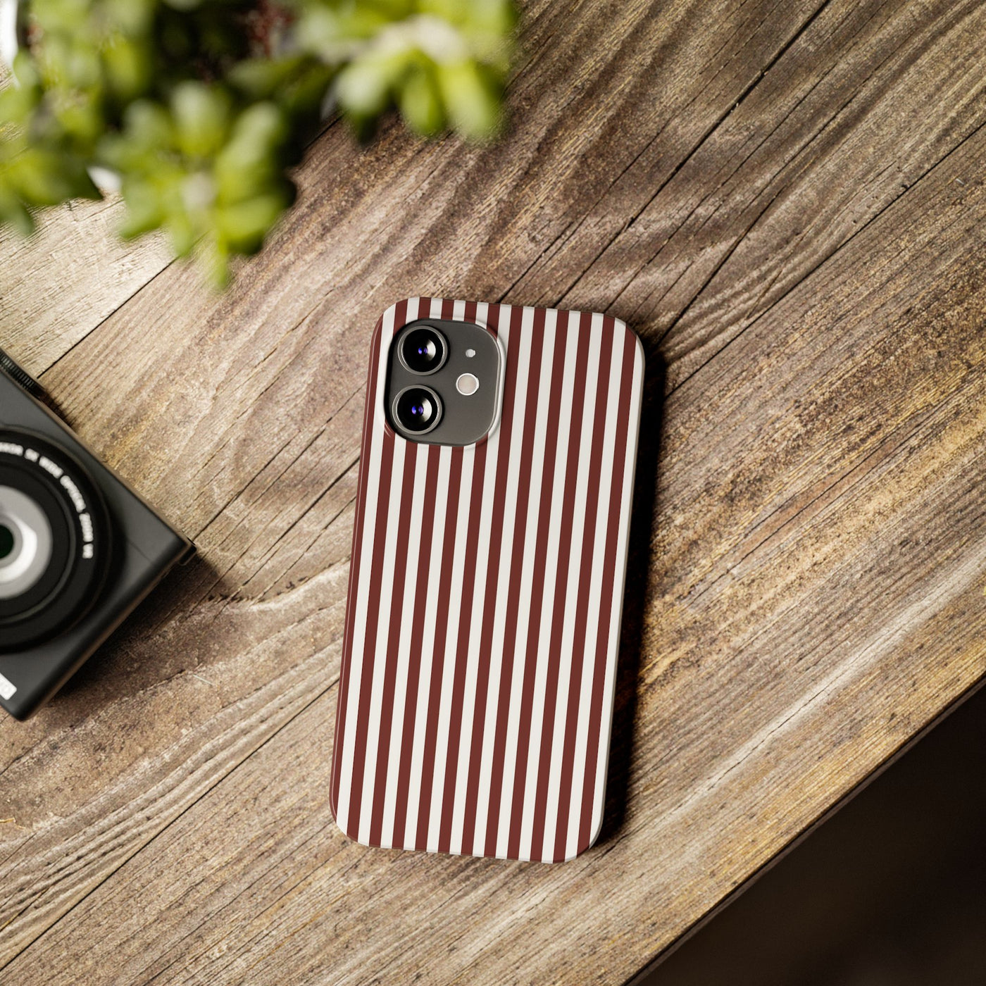 Slim Chocolate Brown Striped Cute Phone Case for Iphone 16 - | iPhone 15 Pro Max Case | iPhone 14 Case Iphone 13 12 11 10 9 8 7 Gift for Her - Studio40ParkLane