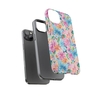 Premium Tough Butterflies Flowers Cute Phone Cases for Samsung S24, S23, S22, S21, S20, Plus and Ultra, Iphone 16 Pro Max,15, 14, 13, 12, 11, 10