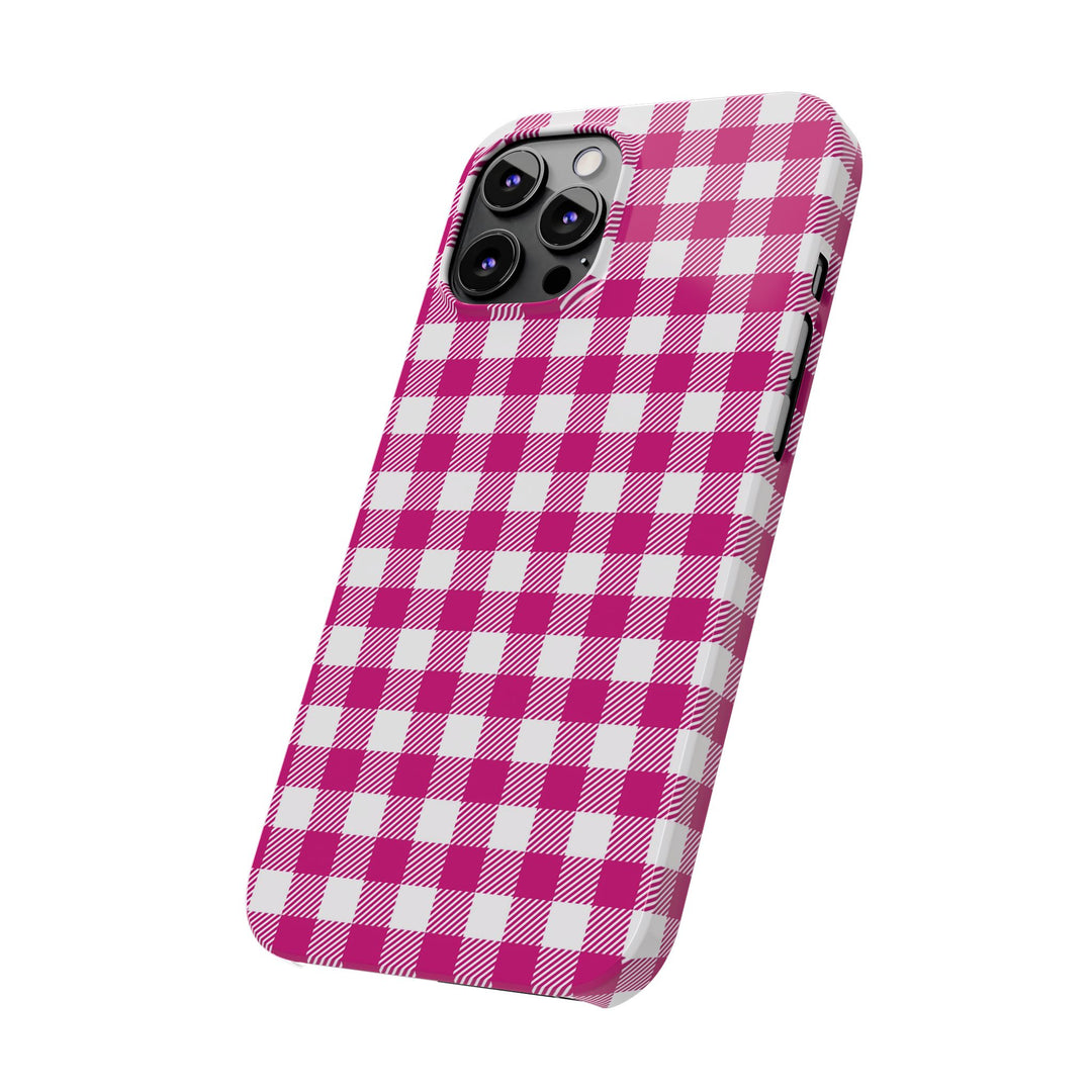Slim Pink Gingham Gift for Her Cute Phone Cases for Iphone 16 Pro Max | iPhone 15 Case | iPhone 15 Pro Max Case, Iphone 14, 13, 12, 11, 10, 8, 7 - Studio40ParkLane