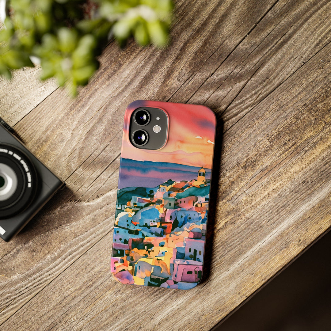 Slim Cute Phone Cases for Iphone | iPhone 15 Case | iPhone 15 Pro Max Case, Iphone 14, Iphone 14 Pro Max, Iphone 13, Colorful Greek House Watercolor - Studio40ParkLane