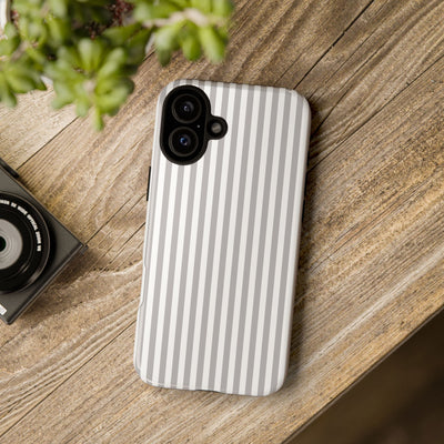 Tough Premium Ash Grey Stripes Phone Case Gift for Her - For Apple iPhone 16 Pro Max 16e iPhone 15 Pro iPhone Iphone 14 Plus 13 Pro 12 SE XR - Studio40ParkLane
