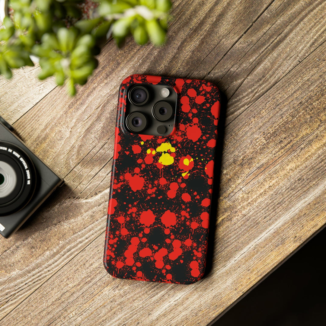 Slim Cute Phone Cases for Iphone - | iPhone 15 Case | iPhone 15 Pro Max Case, Iphone 14 Case, Iphone 14 Pro Max, Iphone 13, Red Yellow Paint Splash - Studio40ParkLane