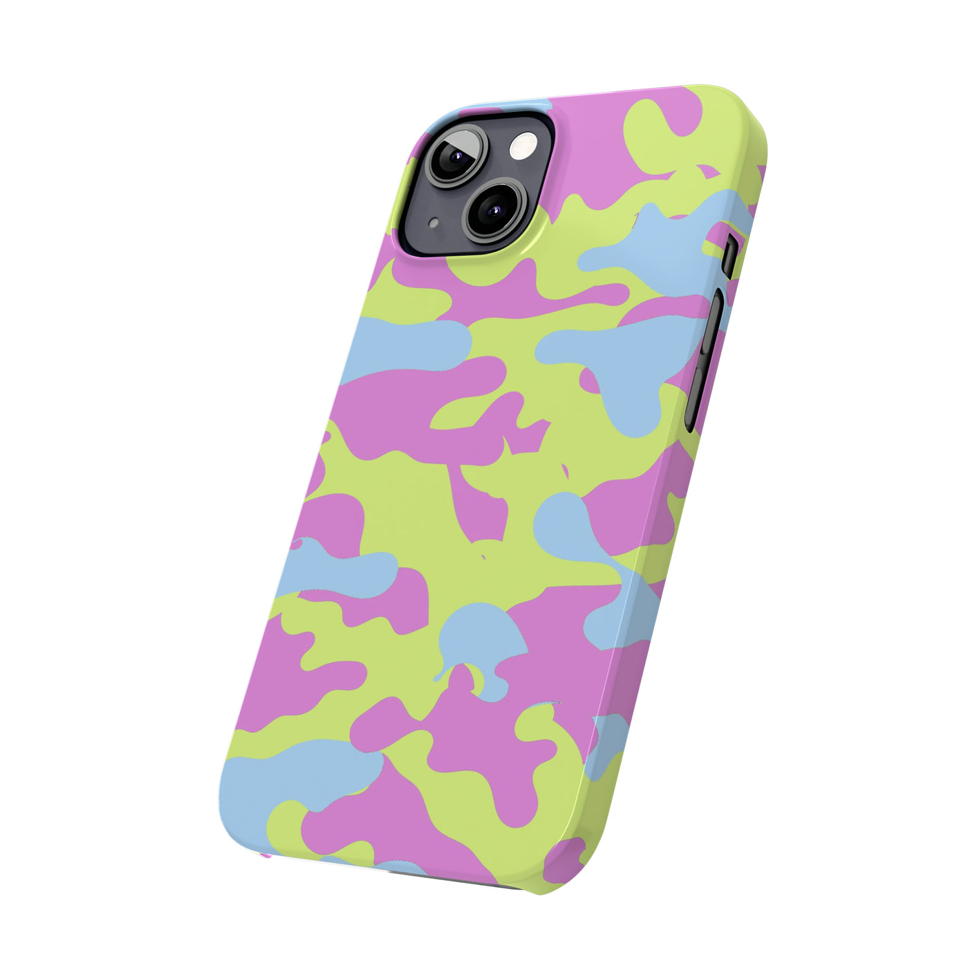 Blue Spring Camouflage Slim Cute Phone Cases for Iphones; | iPhone 15 Case | iPhone 15 Pro Max Case, Iphone 14, Iphone 14 Pro Max, Iphone 13