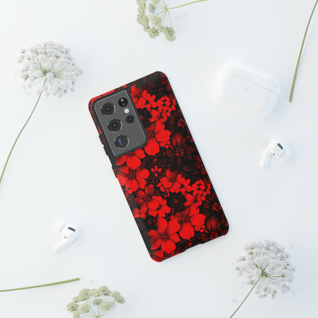 Cute Samsung Phone Case | Aesthetic Samsung Phone Case | Galaxy S23, S22, S21, S20 | Red Black Flowers, Protective Phone Case - Studio40ParkLane