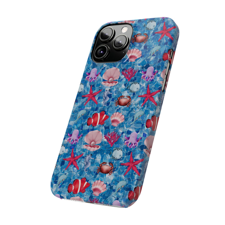 Slim Cute Phone Cases for Iphone - | iPhone 15 Case | iPhone 15 Pro Max Case, Iphone 14 Case, Iphone 14 Pro Max, Iphone 13, Blue Red Under Sea - Studio40ParkLane