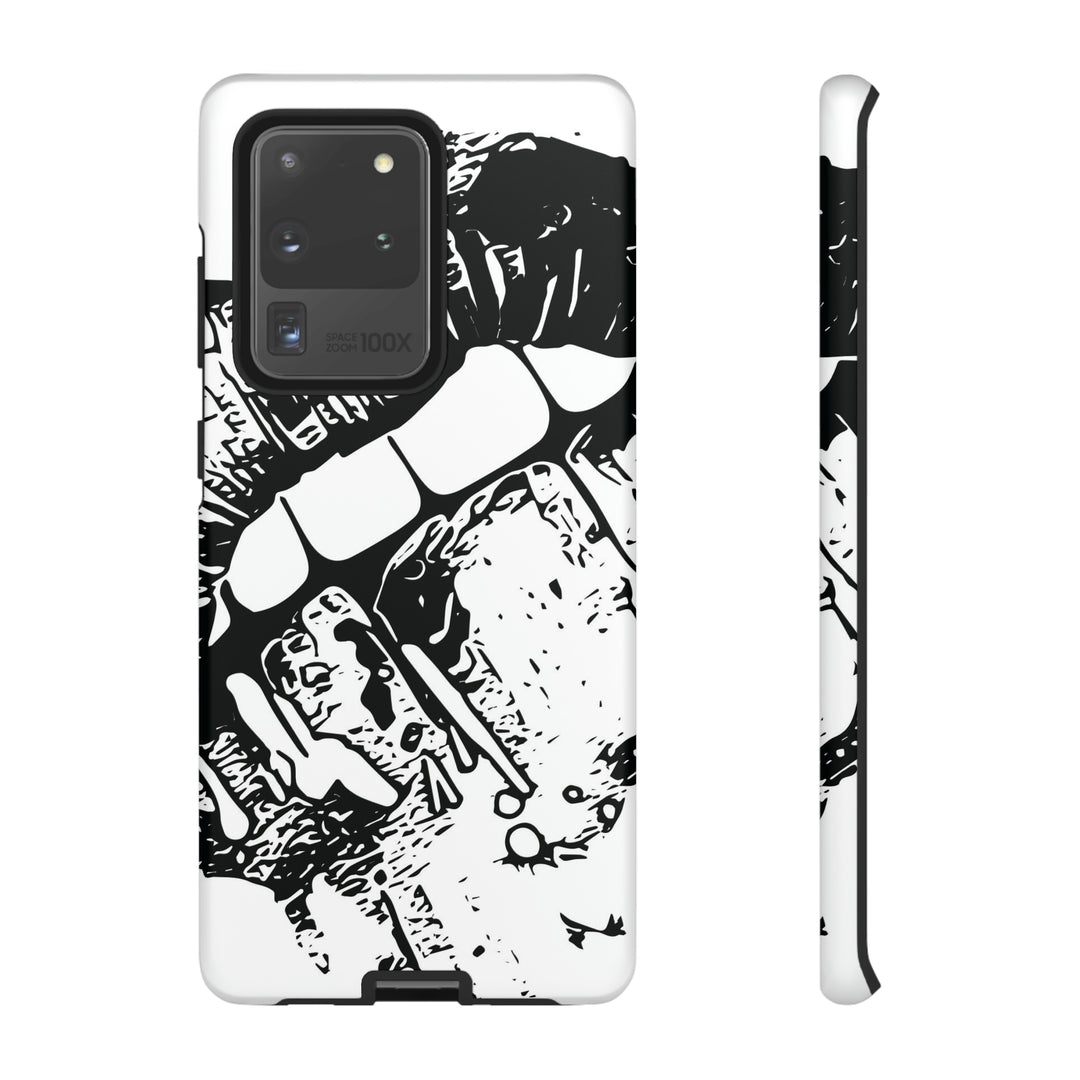 Cute Samsung Phone Case | Aesthetic Samsung Phone Case | Smile Lips Black White | Galaxy S23, S22, S21, S20 | Luxury Double Layer | Cool - Studio40ParkLane