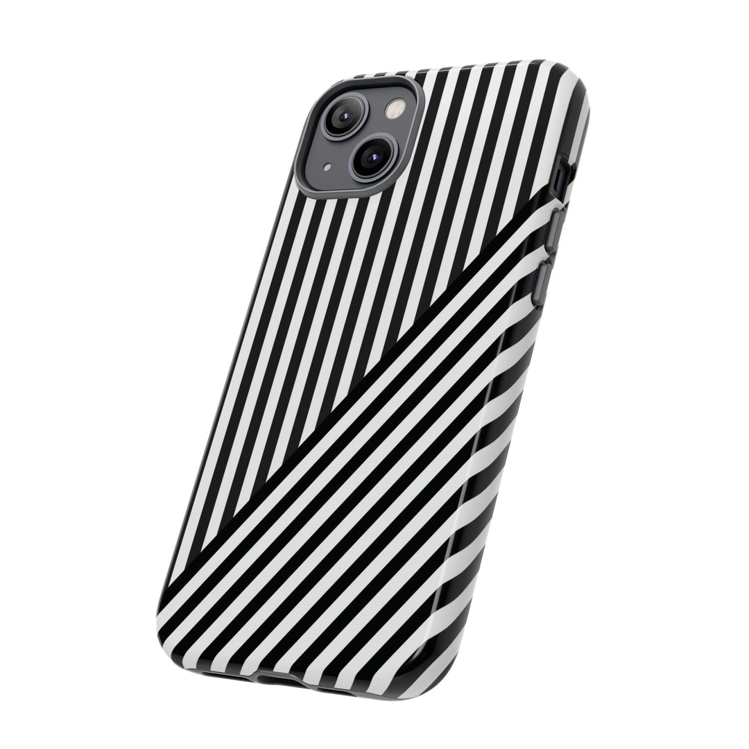 Aesthetic Tough Black White Stripes Phone Case - For iPhone 17 Pro Max iPhone 16 Pro iPhone 15 Iphone 14 Plus 13 Pro 12 11 10 XR - Studio40ParkLane